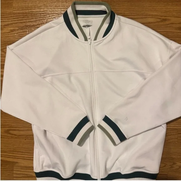ZSupply White Bomber Jacket with Green Trim - Picture 3 of 6